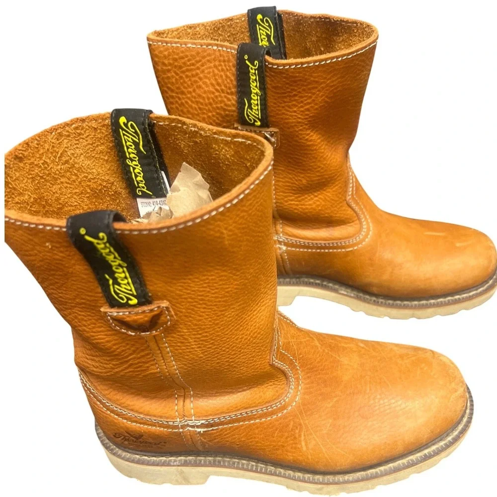 Thorogood Boots Kids 5M Tan Pull On Leather 414-4310 Wellington Work Western SEO